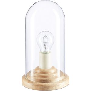 relaxdays tafellamp glas - houten sierlamp - nachtlampje - decoratieve glaslamp - hout