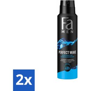 2 x Fa Men - Perfect Wave - Deodorant Spray - Verfrissende Geur - 150 ml - Deodorant Spray - Fa Men - Perfect Wave - Frisse Geur - Aquatische Geur
