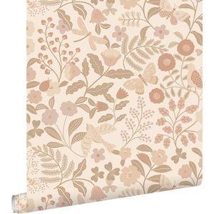 ESTAhome behang bloemen en vogels beige en zacht roze - 0.53 x 10.05 m - 139868