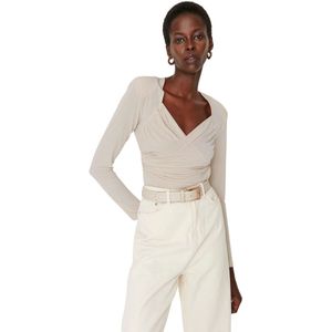 Trendyol Smaragdgroene Tailleband Gedrapeerde Details Getailleerde/Getailleerde Elastische Drukknopen Gebreide Bodysuit Twoaw22Bd0156