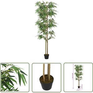 The Living Store Kunstplant bamboe 1216 bladeren 180 cm groen - Kunstplant - Bamboe Planten - Nep Bamboe - Kamerplant - Indoor Plant