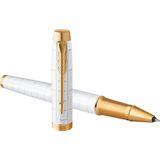 Parker IM Premium rollerballpen | Pearl met gouden detail | Fijne penpunt met blauwe inkt navulling | geschenkdoos