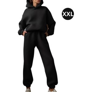 Bovista Joggingpak Dames - Huispak - Trainingspak - Volwassenen - Capuchon - Jogging Pak - Joggingspak - Zwart - Maat XXL