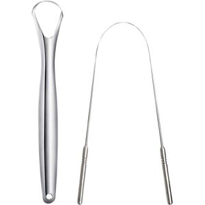 Tongschraper van RVS - Tongreiniger - Tongborstel - 2 stuks