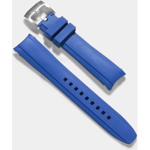 B&S Rubber Style Horlogeband - Everest Curved End Blue With Tang Buckle - ONLY For Modern Rolex - 20mm