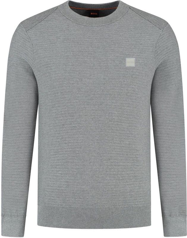 Boss Orange - Anion - Gebreide Trui - Zilver - Met BOSS Badge