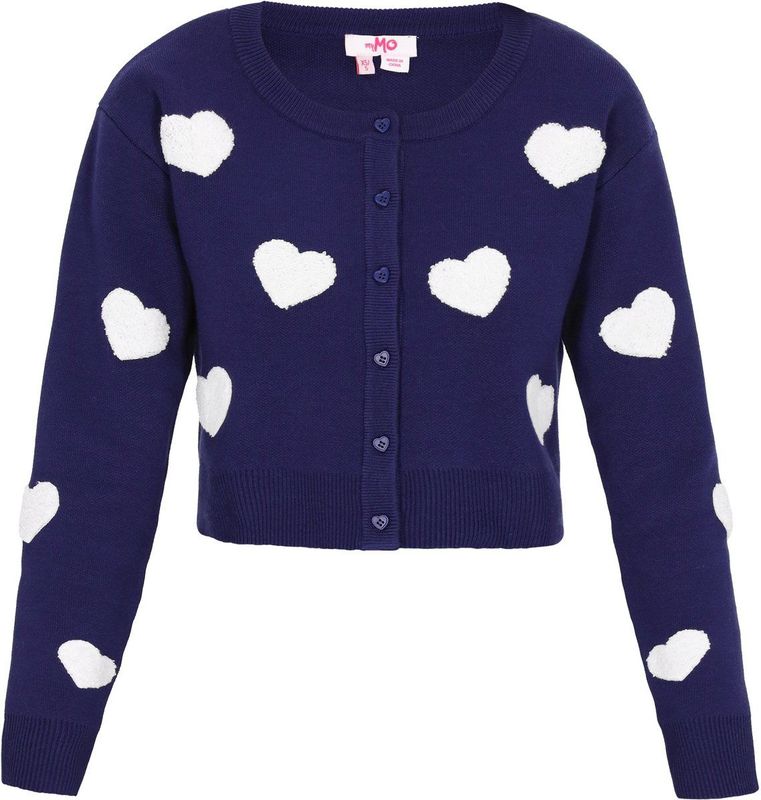 myMo - Vest - Korte Pasvorm - Hartjespatroon - Lange Mouwen