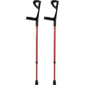 Elleboogkrukken - loopkrukken - krukken open manchet Rood - Verstelbaar - Set - paar van 2