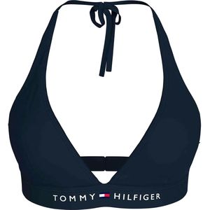Tommy Hilfiger - Halter - Bikinitop - Blauw - 80% Gerecycled Nylon / Polyamide, 20% Elastaan