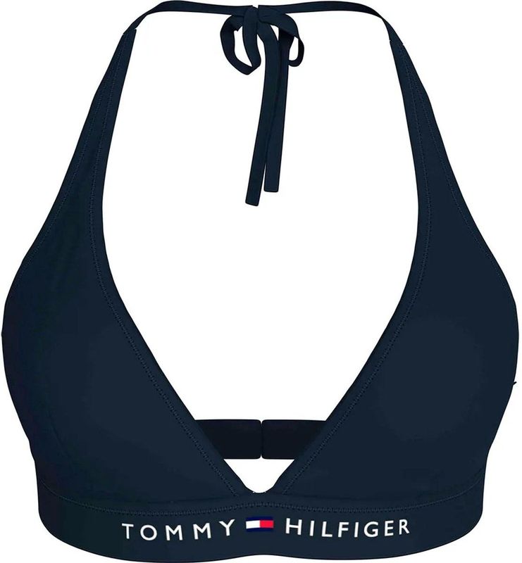 Tommy Hilfiger - Halter - Bikinitop - Blauw - 80% Gerecycled Nylon / Polyamide, 20% Elastaan