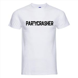 T-shirt Partycrasher | Festival | wit | Maat M