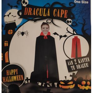 Halloween - Vampier- Dracula Cape Met Kraag Kind - Aan 2 kanten te dragen - Omkeerbaar - ONE SIZE