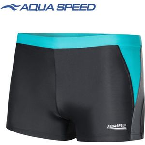 Aqua Speed Dario Heren Zwembroek - Zwemboxer Grijs met Turquoise M