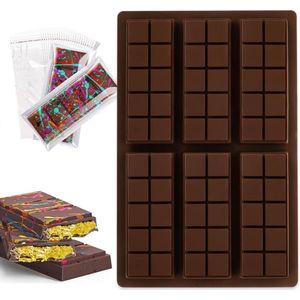 Diepe siliconen chocoladevorm - 100 stuks zakjes, reepvorm - chocolade (10 snaps) .