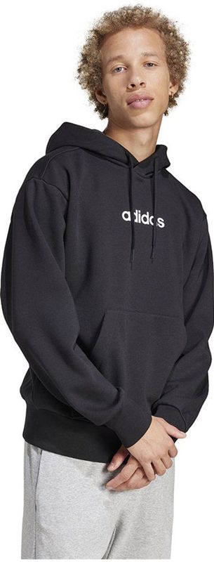 adidas - Essentials Linear Fleece Hoodie - Zwart - 55% Katoen, 36% Polyester (Recycled), 9% Viscose