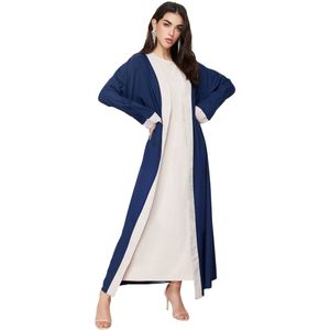 Trendyol Blauw Kleurblok Lang Geweven Jurkloze Pet Uit Één Stuk & Abaya & Abaya Tctss24Kf00009