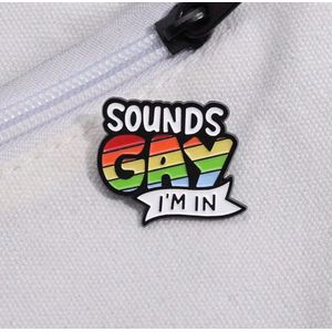 GoedeDoelen.Shop | Sierpin Sounds Gay | Pride Pin | Rainbow Broche | LGBTQ Accessoire | Statement Sieraad | Unisex | Gay Quote | LGBTQ Humor | Love Is Love | Afm 2,6 x 3,1 CM | Cadeautje | Wellness-House