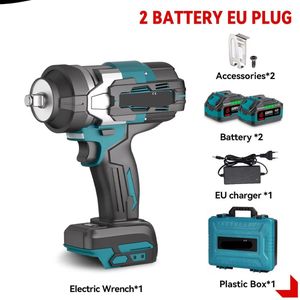 Slagmoersleutel - met Accu - Slagschroevendraaier - 2800Nm - Draadloze - Elektrische Schroevendraaier - Brushless Motor - Met LED - Boormachine - 18V - 1/2 Inch - 2 Accu met Kunststof Doos