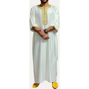 Wit Goud Johara Kandora | Qamis | Abaya | Marokkaanse traditionele Djellaba | kandoura | kaftan