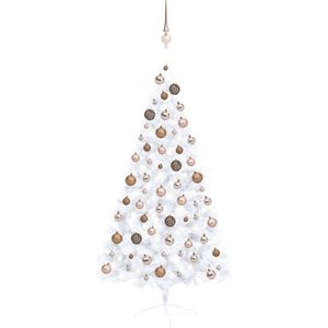 vidaXL-Kunstkerstboom-met-verlichting-en-kerstballen-half-150-cm-wit