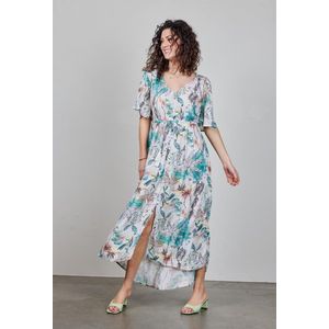 DIDI Dames Maxi dress Jazzy in Offwhite with Palm festival print maat 38