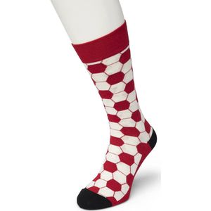 Bonnie Doon Heren Sokken met Voetbal Print maat 40/46 Rood - Thema Sokken - Soccer Ball - Cadeau Sokken - Word je Happy en vrolijk van - Zacht Katoen met Gladde Teennaad - Comfortabel - Perfect Cadeau - Skipatrol - BT992119.350
