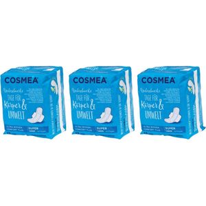Cosmea® | 3 x 12 ultra dun maandverband met vleugels | Super | vegan | multipack