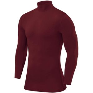 PowerLayer thermoshirt heren lange mouw - Compressie shirt met opstaande kraag - Sportshirt voor voetbal of hardlopen - Basislaag fietsshirt heren - Cabernet, 6-8 Jaar