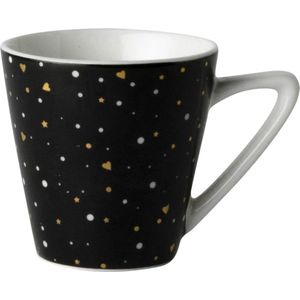 Dutch Rose Loft Zwart-Wit Espresso Kopje Zwart met Glitters 9 cl