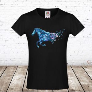 Meisjes t shirt met paard zwart -s&C-98/104-t-shirts meisjes