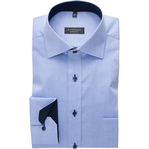 ETERNA comfort fit overhemd - mouwlengte 7 - fijn Oxford heren overhemd - lichtblauw (blauw gestipt contrast) - Strijkvrij - Boordmaat: 44