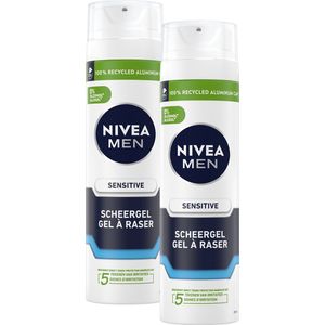 NIVEA MEN Sensitive Scheergel - Bevat Kamille, Hamamelis en Hydraterende Vitamine E - Voor de gevoelige huid - Voordeelverpakking 2 x 200 ml