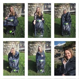 Waterdichte poncho voor elektrische rolstoel en scooter - Italiaanse design regenjas voor rolstoelgebruikers - Maat L (Donkerblauw)