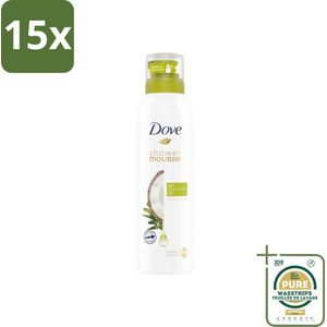 15 x Dove Shower Foam Coconut Oil 200 ml - Grootverpakking - Douche Mousse - Kokosolie - Huid Verzorging - Scheren En Douchen - Zachte Huid