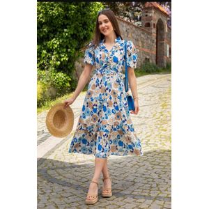 Jurk zomerjurk met touwriem en zakken | Blauw