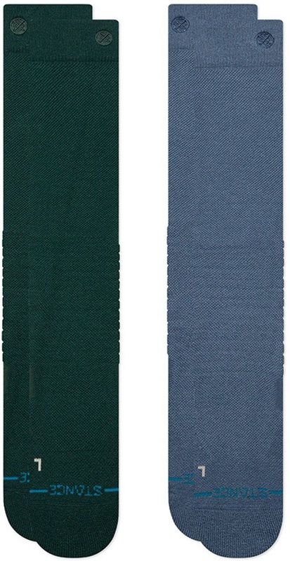 Stance heren performance freshtek infiknit snow 2P sokken solid mid poly groen & blauw