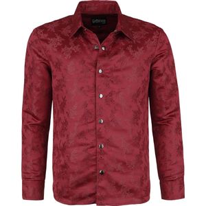 Gothicana donkerrood shirt met lange mouwen en allover rozenprint - Heren - S