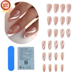 GUAPÀ® - Plaknagels - 24 stuks - Kunstnagels - French Manicure Goud Nail Art