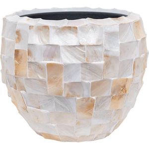 Schelpen vaas wit 42cm breed | Mother of Pearl | Luxe schelpenvaas witte créme parelmoer | Grote bloempot plantenbak vazen﻿