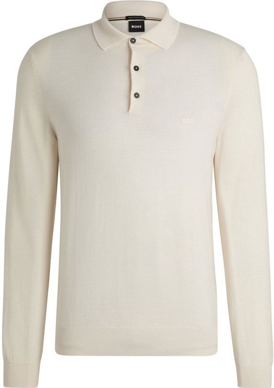 BOSS - Bono - Polotrui - Ecru - Wol - Longsleeve polo