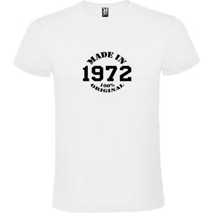 Wit T-Shirt met “Made in 1972 / 100% Original “ Afbeelding Zwart Size XXXL