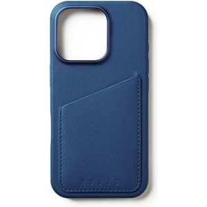 Mujjo - Full Leather Wallet geschikt voor iPhone 16 Pro Max Hoesje - monaco blue