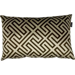Zippi Design Sandy Velvet Geometric Art Sierkussen 40 x 60 cm (large) Luxe (veren vulling) kleur bruin beige velvet