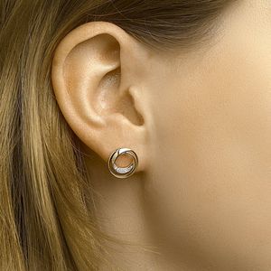 Oorknoppen Rond Diamant 0.04ct (2x 0.02ct) H Si Bicolor Gestift