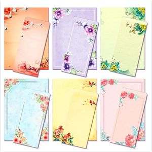 QPFO® Japanse briefpapierset A4 – 48 vellen en 24 enveloppen – vintage bloemen design – schrijfpapier voor brieven en notities