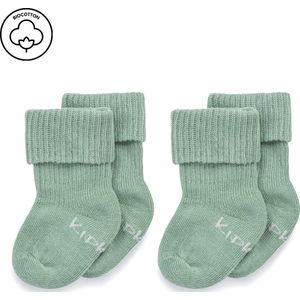 KipKep Blijf-Sokjes - prematuur newborn - Pale Green - 2 paar - baby sokjes die niet afzakken - biologisch katoen - Groen - 0 maanden
