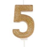 Sparkle Gold Numeral Candle 5