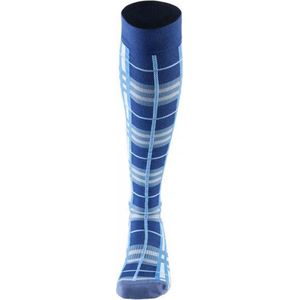 Luxe ruitersokken - Burberry - Blauw - Grijs - Sportsokken - Paardrijden - Unisex sokken - Kniesokken - Paardrijsokken - Maat 35-38