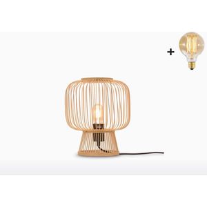 Tafellamp - CANGO - Naturel Bamboe - Small (30x26cm) - Met LED-lamp