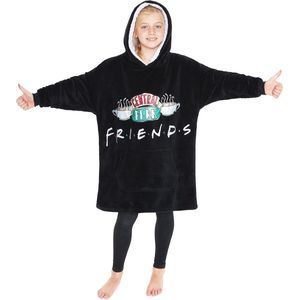 Oversized Fleece Hoodie Deken voor Meisjes en Jongens 7-14 Jaar - Zwart